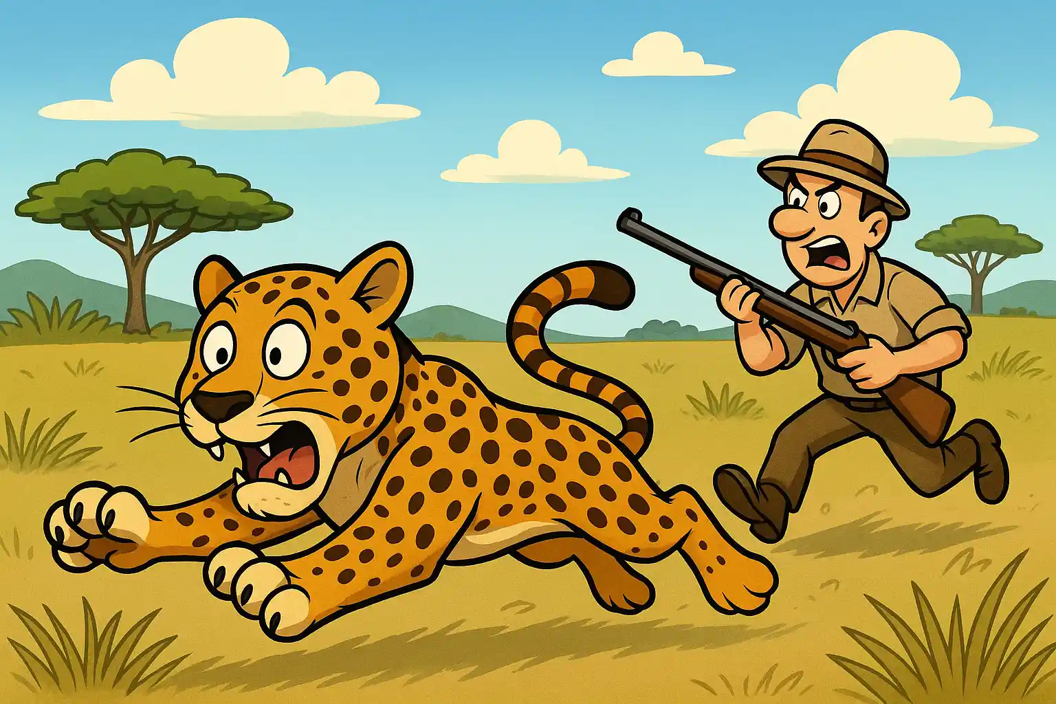 Leopardess snarles at male Leopard  before cub is killed