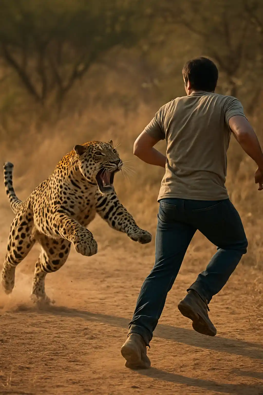 What are the Big 5? Part 5 – Leopard – Big 5 Leopard Charging a human