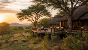 Safari lodge in KwaZulu-Natal with impala nearby