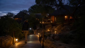 Dimly lit path at a safari lodge in KwaZulu-Natal